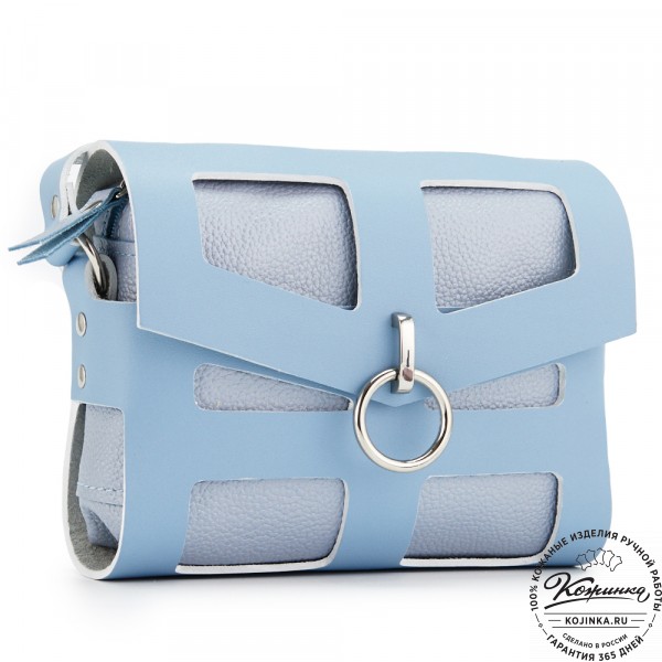 Женская кожаная сумка "Кортни" (голубая) . фото 1